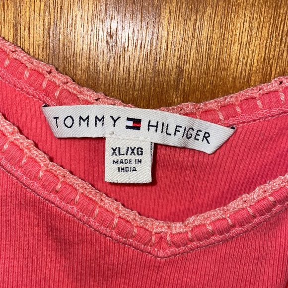 •TOMMY HILFIGER•CORAL RIBBED CROCHET STRAPS NECKLINE TANK TOP BLOUSE SIZE XL EUC - Picture 4 of 7